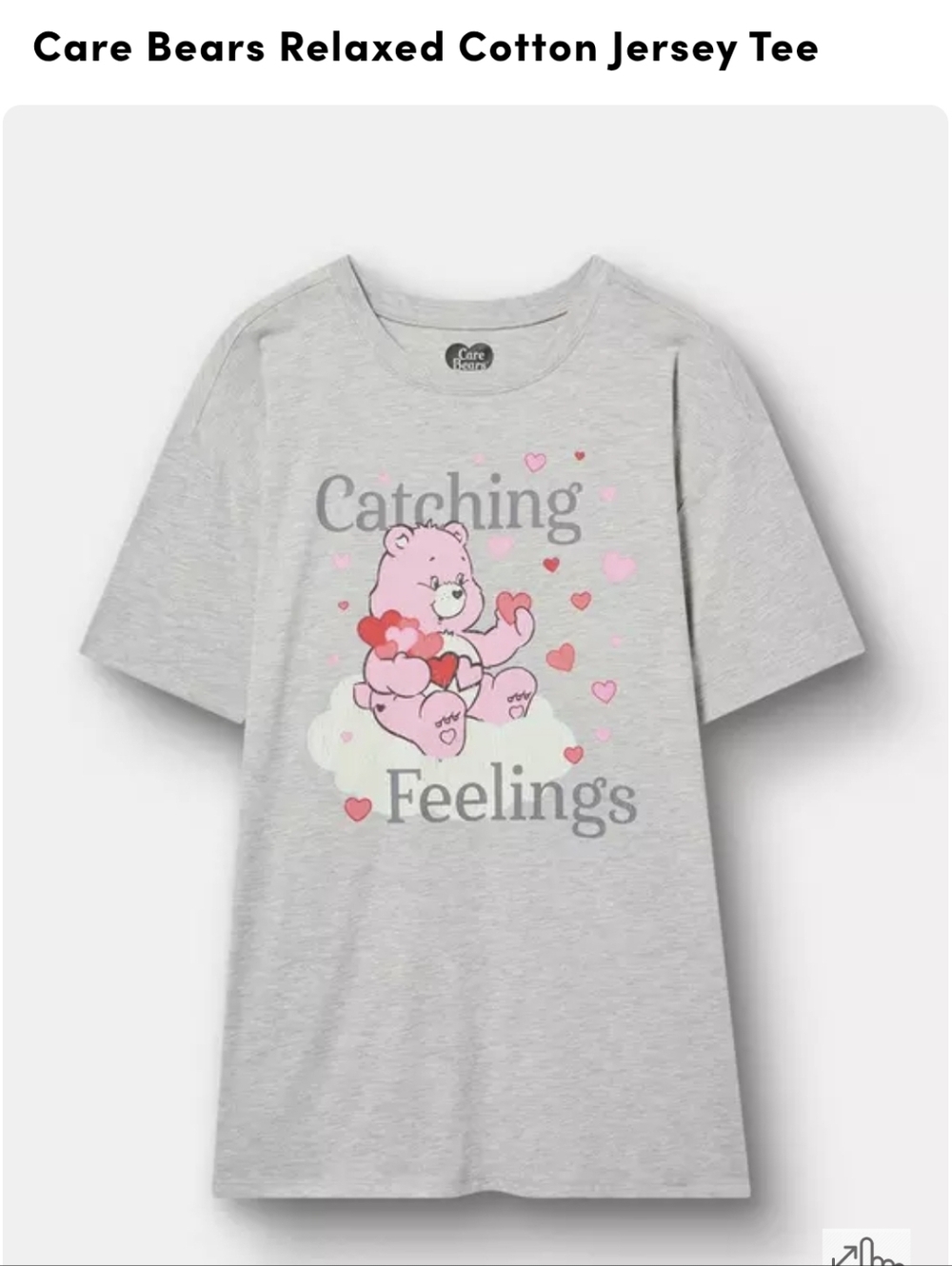 New Torrid Care Bears Cotton Jersey Tee Love A Lot Bear Catching Feelings Sz 1x